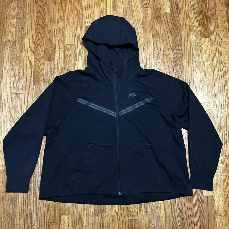 Nike Women's Tech Fleece Black FZ Windrunner Hoodie Jacket DA2044-010 2XL