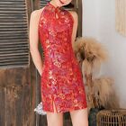 Cheongsam Dress Indoor Outdoor Phoenix Printed Qipao Sleeveless Chinese