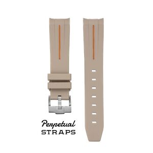 TAN ORANGE ACCENT - RUBBER WATCH STRAP for Omega Swatch Speedmaster MoonSwatch