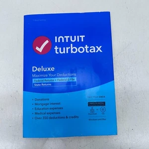 Intuit TurboTax Deluxe Year 2023 Windows & Mac CD Disk - ONLY FEDERAL - Picture 1 of 3