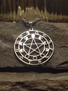 Halskette in Silber Pentagramm Antichrist Satan Teufelsanbeter auffällig groß - Picture 1 of 4