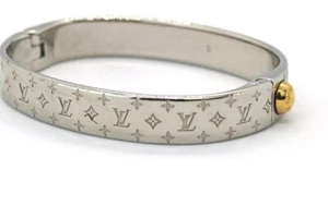 Louis Vuitton M00249 Manschette Nanogramm Monogramm Silber Armreif Gr. S gebraucht aus Japan - Bild 1 von 10