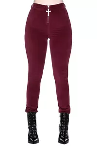 Killstar Gothic Goth Okkult Stoffhose Hose Samthose - Stroke Of Midnight Blood - Bild 1 von 14