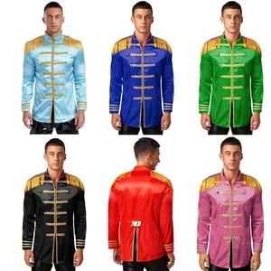 Disfraz de estrella del pop satinado con botones para hombre años 60 banda de rock músico juego de rol - Imagen 1 de 63