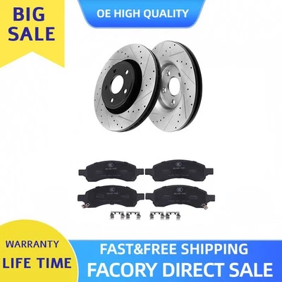 Front Drilled Brake Discs Pads for Chevrolet Traverse Buick Enclave GMC Acadia - Imagem 1 de 4