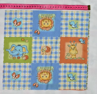 Stoff   Patchwork  9x Panel  -Schnecke Elefant Giraffe --  30x30 cm - Bild 1 von 3