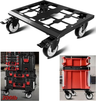 Dolly for Milwaukee Packout ToolBoxes Heavy Duty Tool Box Dolly Wheels Steel Lar