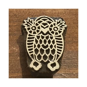 4 cm süße Eule handgeschnitzt Holz Druck Block Stempel Basteln Batik Stoff - Bild 1 von 2
