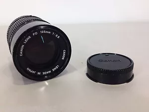 Vintage CANON FD 135mm f3.5 Manual Focus Telephoto SLR Camera Lens w/ HOOD Retro - Picture 1 of 10