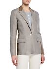$595 Rag & Bone Elizabeth Houndstooth Linen Wool Blazer Jacket Coat 12 Olive U.S