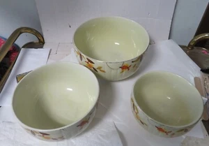Vintage Halls Superior Quality Kitchenware Autumn Leaf Nesting Bowls Set Of 3.  - Picture 1 of 13
