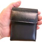 Buxton Compact Billfold Wallet Black Leather Credit Cards Slots Cash Coin Purse