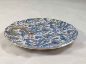 Lefton Blue Paisley Lemon Dish Gold Handle Vintage - Picture 1 of 8