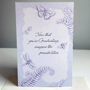 GRADUATION Card, FOR GRADUATE by American Greetings, Purple Butterfly + Envelope - Picture 1 of 6