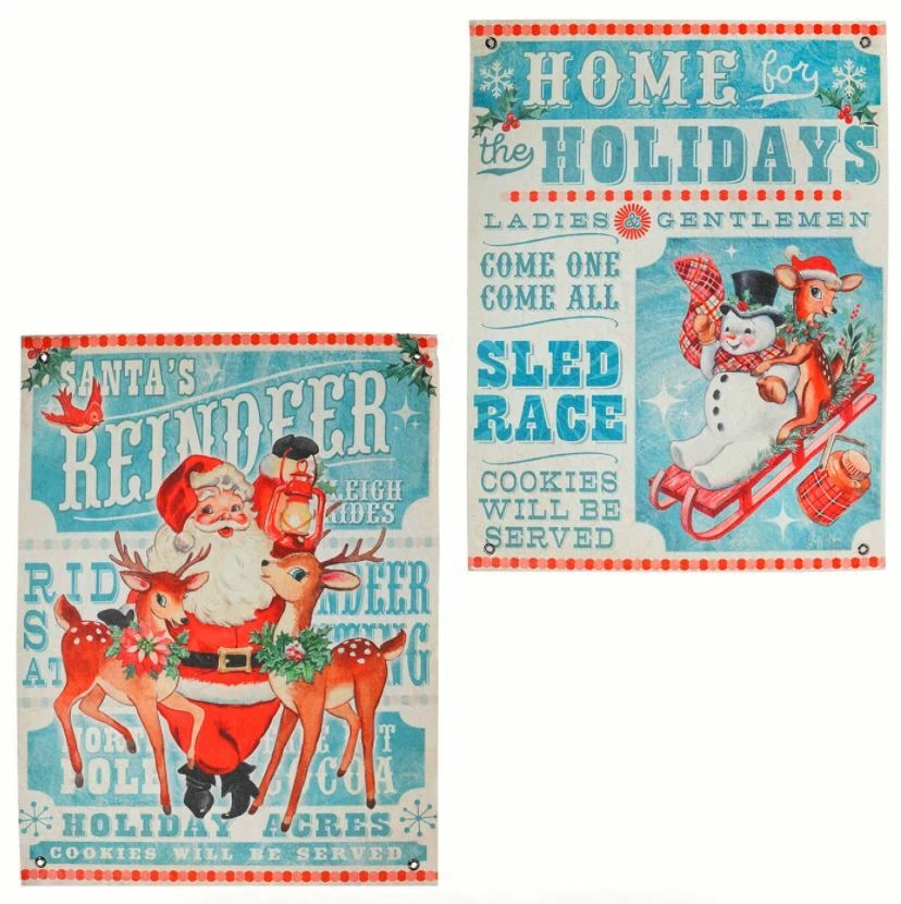 Juego/2 18" RAZ Geoffrey Allen Navidad Póster Papel Tapiz Retro De Colección Decoración Foto 1 de 1