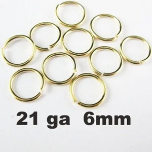 Anillos de salto abiertos Vermeil, 21 ga,6 mm, enchapados en oro 18K sobre plata esterlina (20 piezas) - Imagen 1 de 2