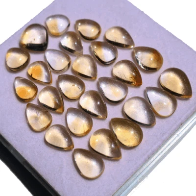 Lot 26 Pcs Natural Citrine Pear Cabochon 12mm-16mm Untreated Top Grade Gemstones - Image 1 of 4
