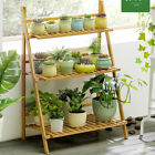 Foldable Bamboo Garden Plant Display Stand 3 Tier Bookshelf Flowers Rack Holder