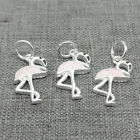 4Pcs Of 925 Sterling Silver Pink Crane Charms Enameled For Bracelet Necklace