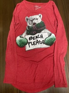Hanes Girls Long Sleeve Winter Bear Beach Please M - Picture 1 of 1