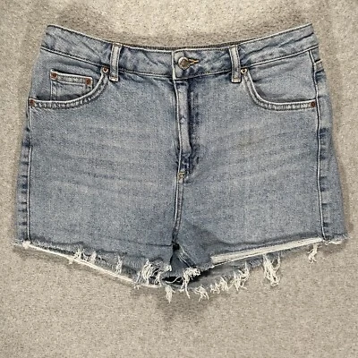 TopShop Moto Mom Pantalones Cortos Cintura Alta Corte Denim Azul Jean Para Mujer EE. UU. Talla 8 Foto 1 de 4