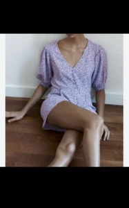 Zara short sleeve lilac floral print romper. Women's size XS. - Picture 1 of 8