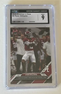 2024 Topps Now Bowman U #2 Debut Card RYAN WILLIAMS Alabama Crimson Tide CGC 9 - Picture 1 of 2