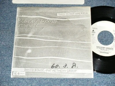 DAVID BOWIE Pat Metheny Japan 1985 White Label PROMO 7"45 THIS IS NOT AMERICA - Image 1 of 4