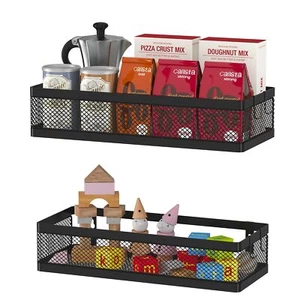 Hanging Storage Baskets Organizer Wall Mount Metal Wire Bin Rack for Kitchen - Picture 1 of 6