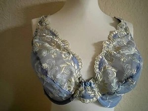 Wacoal 36D #85170 Lt Blue Embroidered Sheer Lace Soft Cup U/W Bra - Picture 1 of 8
