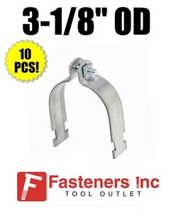 (B2046) 3-1/8" OD Electro Galvanized Unistrut / B-Line Pipe Clamps (10 Pack) - Picture 1 of 2