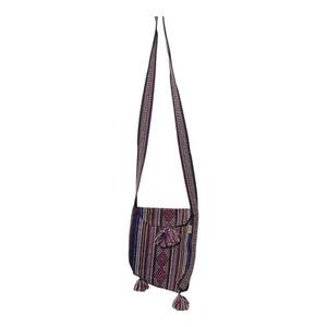 Boho Tassel Crossbody Bag – Colorful Woven Festival Purse, Ethnic Striped Hippie - Picture 1 of 4
