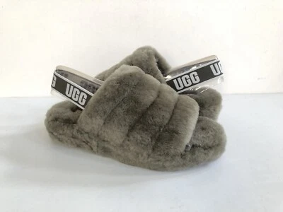 UGG PELUSA SÍ SLIDE OLIVA QUEMADO MOCASÍN SANDALIA SLIP ON US 9 / EU 40 / UK 7 Foto 1 de 4