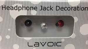 Lavoic Earphone Anti Jack Dust Cover Cap Diamond-Cut Style - Black/Silver/Red - Picture 1 of 4