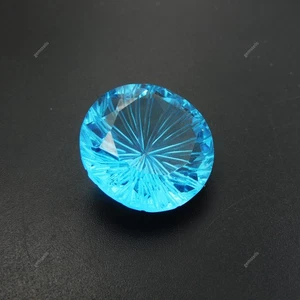 38.85 Ct Lite Blue Quartz Natural Fancy Round Cut Loose Gemstone CERTIFIED - Picture 1 of 8