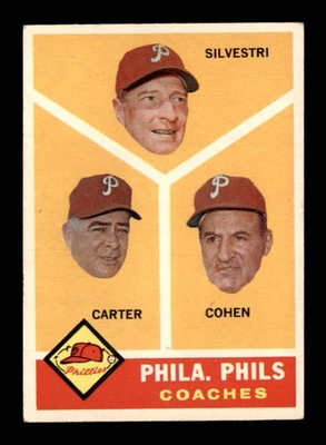 1960 Topps #466 Silvestri/Carter/Cohen Phillies Coaches VG/VGEX X3551539 - Image 1 of 3
