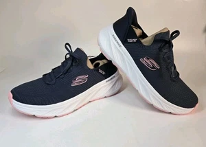 Skechers Hands Free Swift Fit No Bend Sneakers Memory Foam Navy/Pink Wm Sz 8.5 - Picture 1 of 12