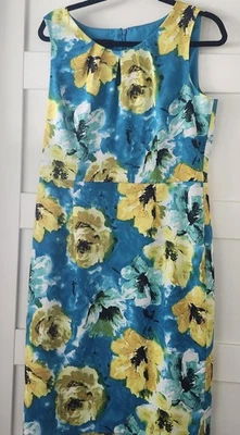 Vestido para mujer Jones New York talla 12 sin mangas línea Chartreuse, verde azulado floral, forrado  Foto 1 de 4