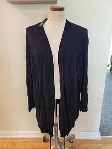 Tribekka 44 drapierte offene Front Strickjacke Pullover schwarz Gr. 3x - Bild 1 von 8