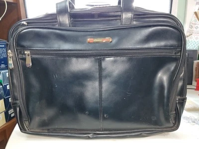 Alpine Swiss 皮革笔记本电脑公文包 邮差包 黑色 — 第 1/3 张图片