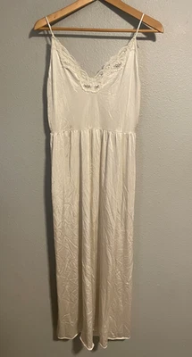 Maxi Femenino Camisón Vintage Val Mode Para Mujer Grande Blanco Encaje Ribete Sin Mangas Foto 1 de 4
