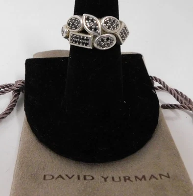 Anillo DAVID YURMAN Banda Confeti Plata de Ley con Diamantes Negros Transparentes talla 7 Foto 1 de 4