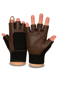 Premium Leather Gym Gloves – Half Finger, Breathable, Anti-Slip Grip – Unisex - Picture 1 of 3