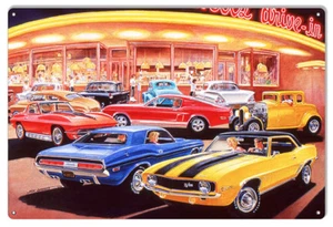 Classic Muscle Cars Reproduction Garage Shop Sign By Jack Schmitt 12x18 - Foto 1 di 1