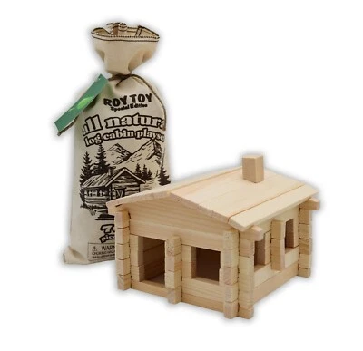 70 Piece Log Building Set Roy Toy All Natural Real Wooden Pieces Made In The USA - Image 1 of 4
