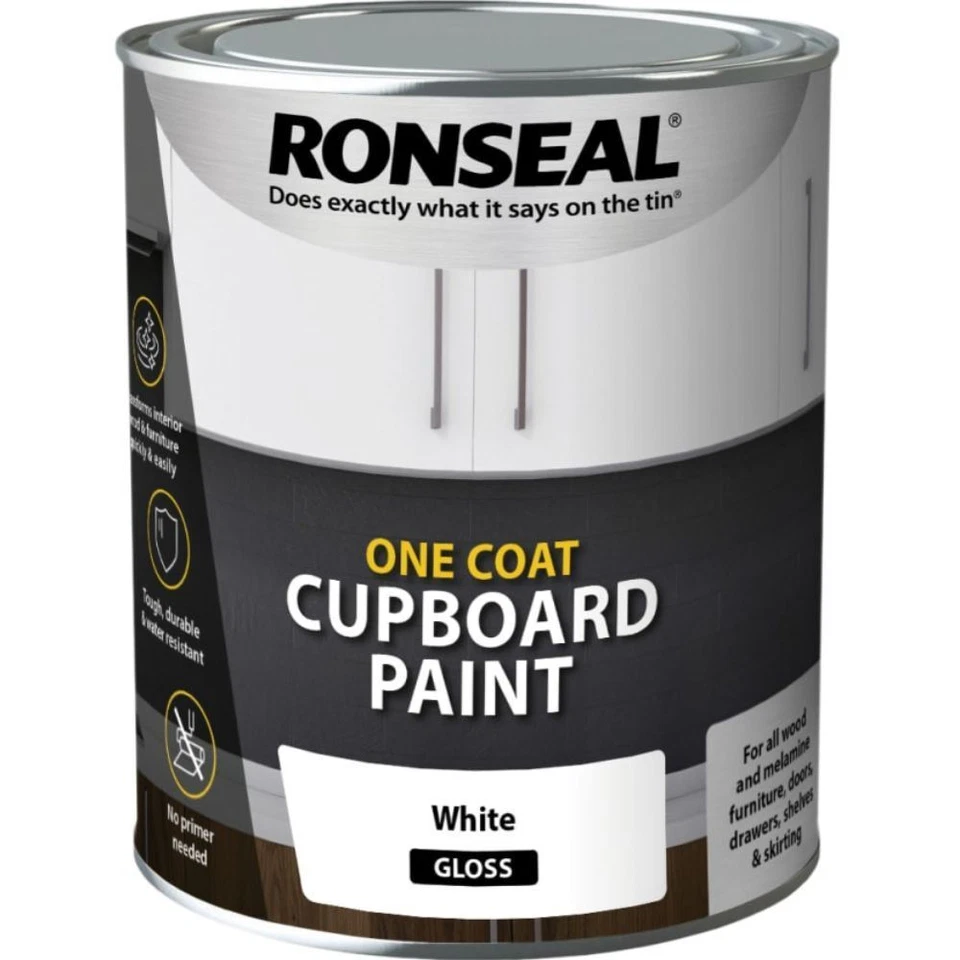 Ronseal Vernice per Armadio One Coat a Base Acqua - 750ml - Lucido - Bianco - Immagine 1 di 1