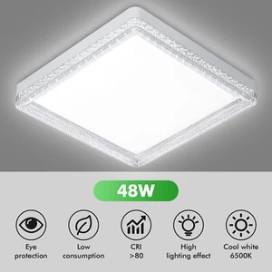 48W LED Ceiling Down Light 6500K Flush Mount Kitchen Lamp Home Fixture Square - Picture 1 of 6