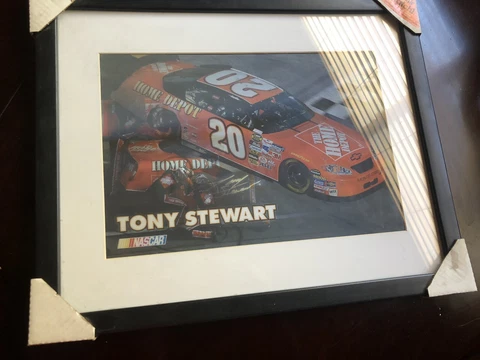 TONY STEWART W/ PIT CREW IN MOTION POSTER FRAMED MATTED Holographic Cover