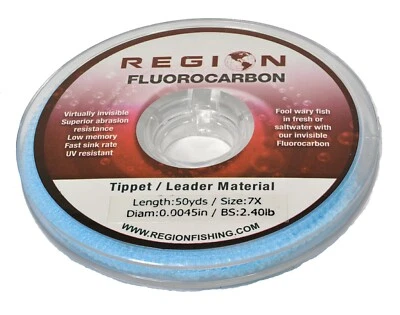 50yd Fluorocarbon Fly Fishing Tippet Ultra Clear 0X, 1X, 2X, 3X, 4X, 5X, 6X, 7X - Image 1 of 2