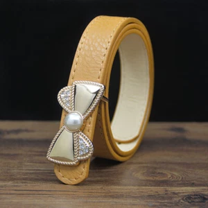 Retro Kids Faux Leather Beaded Crystal Belt Bow Waistband for Dress Skirt Belt - Picture 1 of 18
